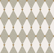 Heart Argyle Wallpaper Speckled Ivory Sage Gray And Gold design