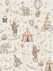 Circus Animals Wallpaper Vintage Argyle Pastel design
