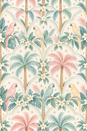 Parrots Wallpaper Pastel Tropical Cream Background design
