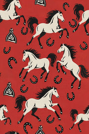White Horse Wallpaper Vintage Western Red Background design
