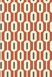 Chain Link Oval Wallpaper Terracotta Mid Century Modern Geometric design