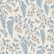 Bell Flowers And Butterflies Wallpaper Trailing Vines On Ivory design