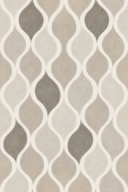 Wavy Lines Wallpaper Neutral Beige Ogee Trellis design