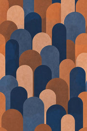 Arched Columns Wallpaper Mid Century Modern Geometric Blocks design