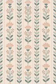 Botanical Stem Wallpaper Muted Green Retro Floral design