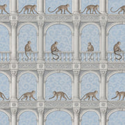 Monkeys Wallpaper Neoclassical Columns And Arches In Light Blue design