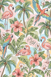 Flamingo Parrot Wallpaper Pastel Tropical Watercolor Pattern design