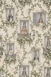 Dogs And Windows Wallpaper Vintage French Country Facade design