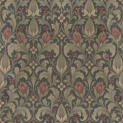 Acanthus Damask Wallpaper Dark Floral Pattern design