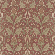 Acanthus Leaf Wallpaper Floral Damask In Muted Red And Cream design