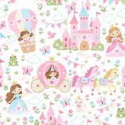 Princess Castle Wallpaper Pastel Fairytale Pattern design
