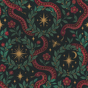 Serpent Floral Wallpaper Dark Botanical Celestial Pattern design