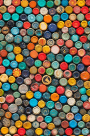 Bottle Cap Wallpaper Retro Multicolor Mosaic design