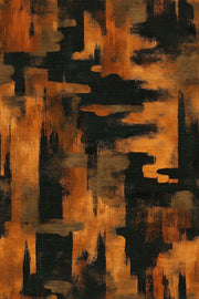Abstract Geometric Blocks Wallpaper Black Burnt Orange Textured design