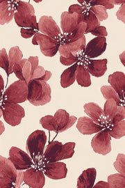 Large Red Flowers Wallpaper Cream Background design