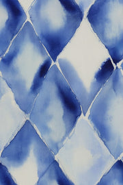 Abstract Watercolor Blocks Wallpaper Blue Indigo Pattern design