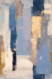 Abstract Blocks Wallpaper Textured Blue With Cream Accents design