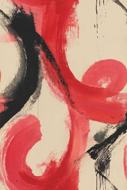 Abstract Brushstroke Wallpaper Red Black On Cream Background design