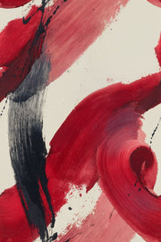 Abstract Brushstrokes Wallpaper Red And Black On Cream Background design
