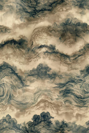 Misty Mountains Wallpaper Ink Wash Beige Blue Gray design