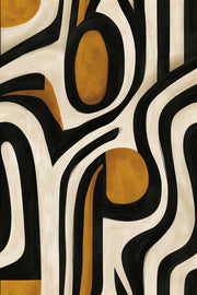 Abstract Line And Ochre Shapes Wallpaper Mid Century Modern design