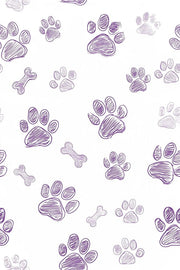 Dog Paw Prints And Bones Wallpaper Purple Doodle On White design