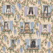 Dogs On Balconies Wallpaper Pastel French Windows design