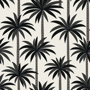 Black Palm Trees Wallpaper Cream Background design