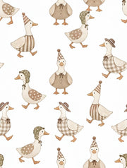 Dressed Ducks Wallpaper Watercolor Neutral Pattern design