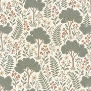 Botanical Trees Wallpaper Sage Green Pattern design