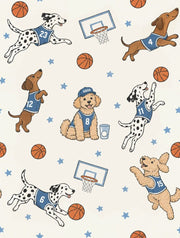 Basketball Dogs Wallpaper Blue Jerseys Cream Background design