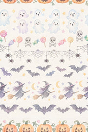 Cute Halloween Icons Wallpaper Pastel Watercolor Pattern design