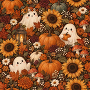 Halloween Ghosts Wallpaper Vintage Harvest Floral design