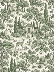 Tuscan Landscape Wallpaper Green Toile design