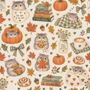 Hamsters Wallpaper Cozy Autumn Watercolor On Ivory Background design