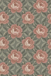 Rose And Peony Wallpaper Sage Green Blush Pink Pattern design