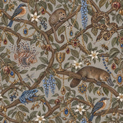 Jungle Vines And Birds Wallpaper Maximalist Muted Green design