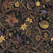 Raccoon And Tropical Animals Wallpaper Maximalist Jewel Tone design