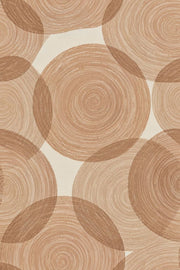 Overlapping Abstract Circles Wallpaper Spiral Brushstroke Beige Tan design
