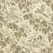 Grapevine Fox And Pheasant Toile Wallpaper Sepia Cream design