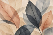 Translucent Layered Leaves Wallpaper Neutral Watercolor Wall Mural design
