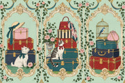 Vintage Trunks And Pets Wallpaper Ornate Frames Wall Mural design