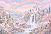Fairy Tale Castle Wallpaper Pastel Rainbow Wall Mural design