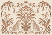 Symmetrical Leopards Wallpaper Tropical Botanical Wall Mural design