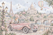 Paris Cityscape Wallpaper Watercolor Animals Wall Mural design