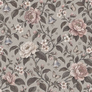 Peonies And Butterflies Wallpaper Vintage Floral Gray Background design
