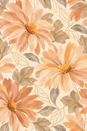 Daisy Flowers Wallpaper Peach Orange Watercolor Floral design