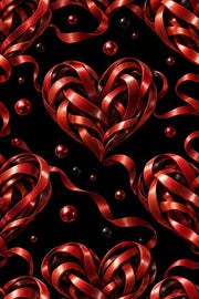 Red Woven Heart Ribbon Wallpaper Black Background design