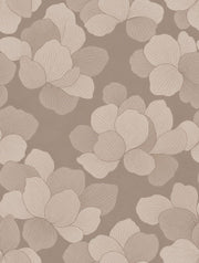 Large Floral Wallpaper Beige Taupe Line Art Petals design