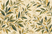 Olive Branches Wallpaper Watercolor Gold Splatter Wall Mural design
